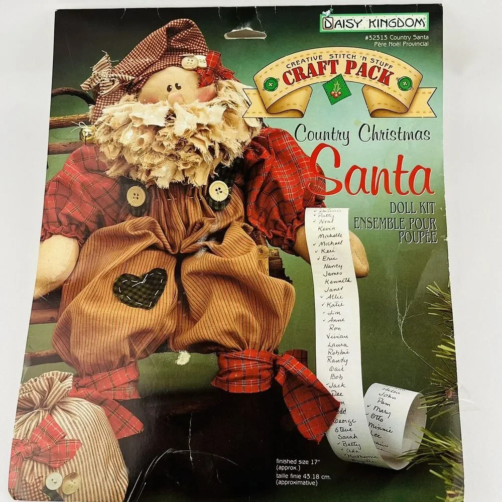 Daisy Kingdom #32313 Country Santa Doll Kit Christmas Stitch 'N Stuff Craft 1995